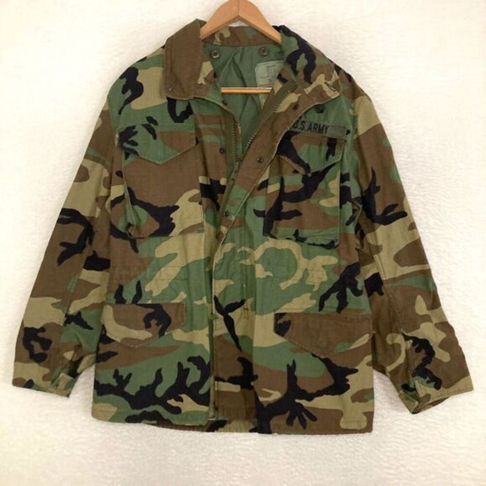 US Army Woodland‎ Camo Cold Weather Field Coat Mens M Military 8415-01-099-7835